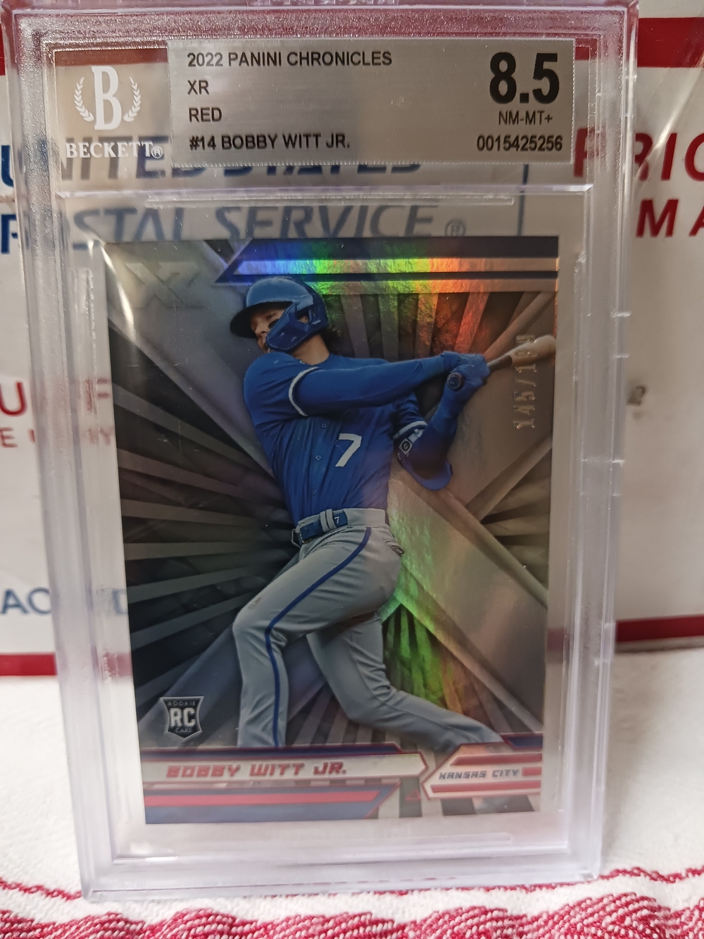 2022 Panini Chronicles XR RED Bobby Witt Jr. Graded BGS NM- MT 8.5 Blue